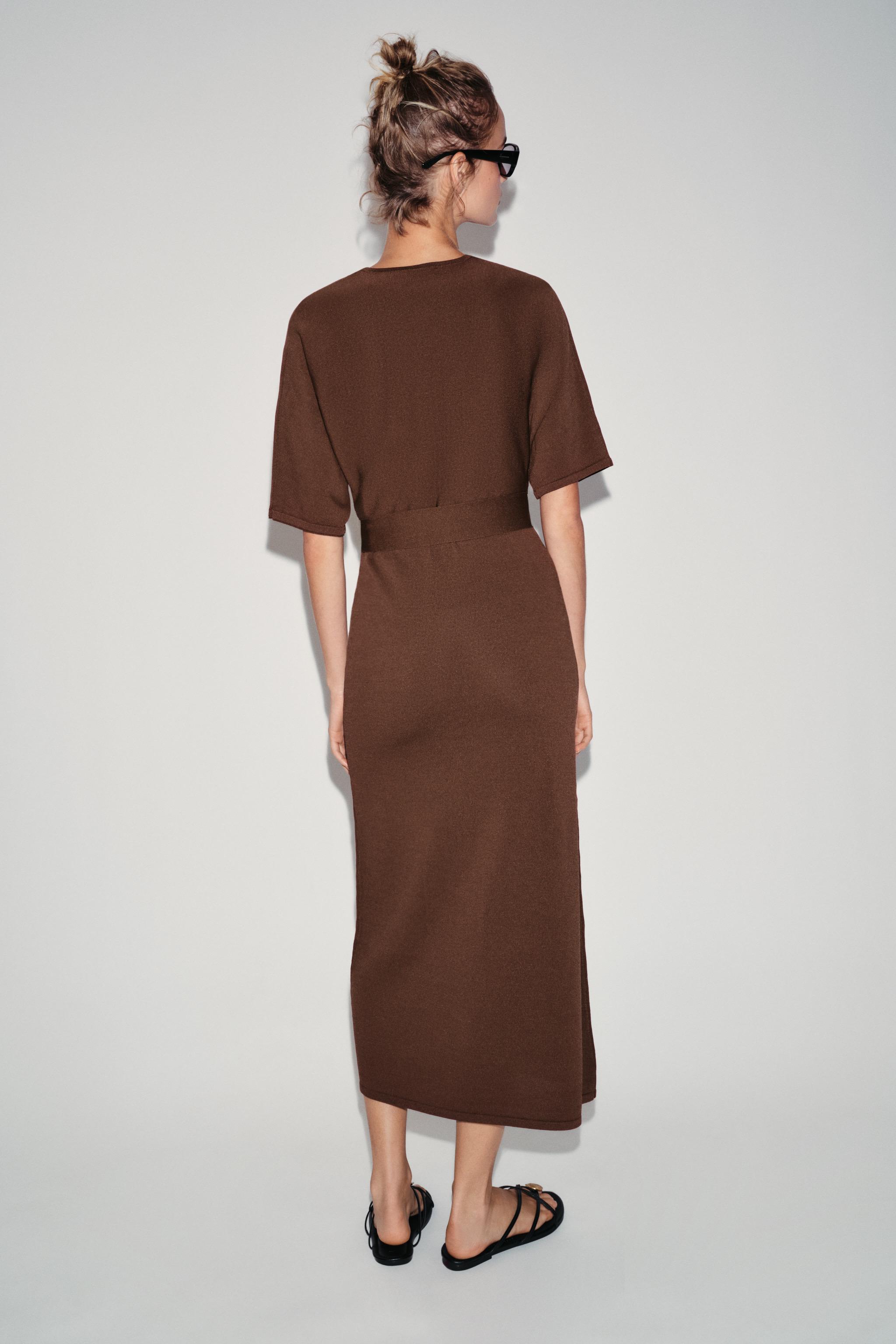 BELTED KNIT MIDI DRESS
